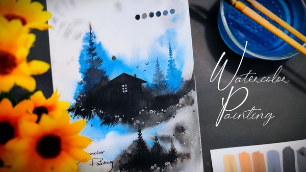 Abstract Watercolor Landscape With Easy Painting Techniques