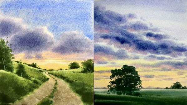 Loose watercolor landscapes - A 5 Day Watercolor challenge