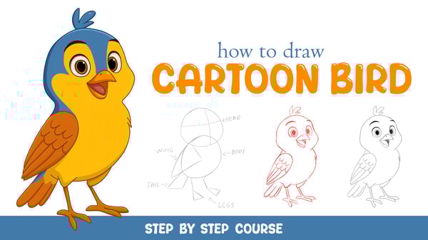 How To Draw Cute Cartoon Bird – From Sketch to Final Illustration