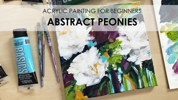 Learn How to Paint Flowers! Create White Abstract Peonies with Acrylic Paint: Flower Painting Class