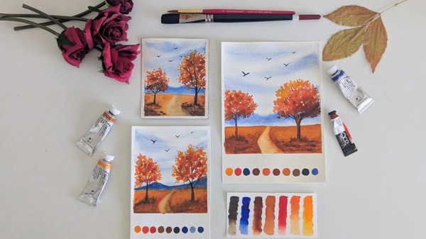 Autumn Pathway: Paint a Misty Watercolor Landscape with a Limited Palette