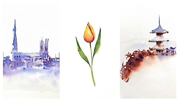 Practicing Brush Work - Using a Dagger Brush to Loosen up with Watercolour