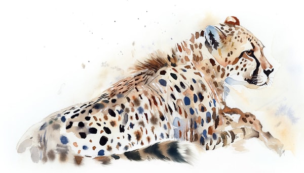 Expressive Watercolour Cheetah: Gesture, Light and Flow
