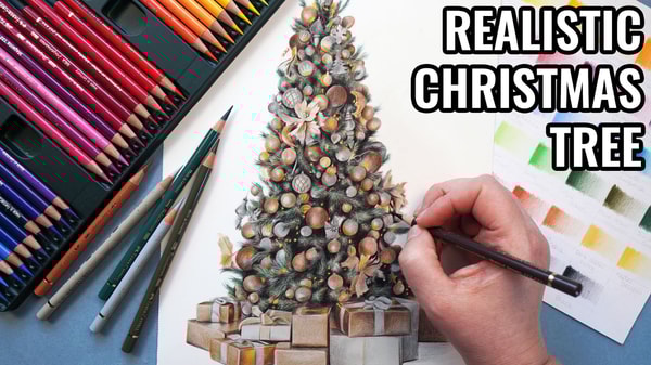 How to Draw a Realistic Christmas Tree: Christmas Drawing with Colored Pencils