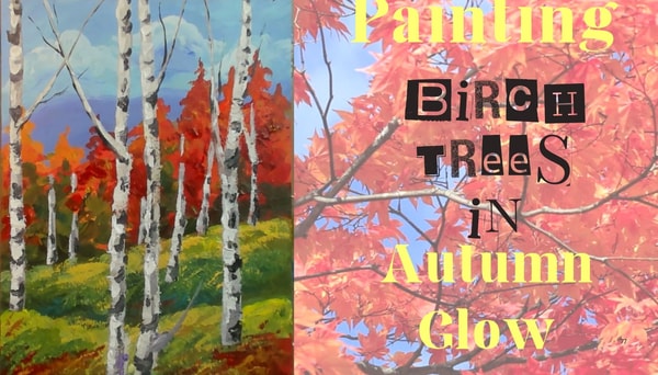 Acrylic Painting - Birch Trees in Autumn's Glow