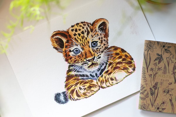 Tiger Cub in Watercolor – Step by step Beginner Friendly