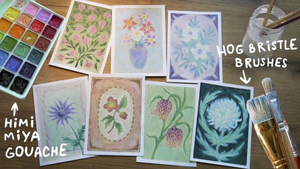 7 Day Flower Painting Challenge: Master the Dry Brush Technique with Gouache