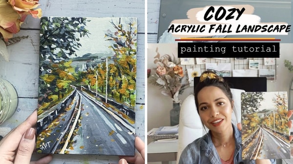 Acrylic Fall Landscape Painting - Using A Reference Photo