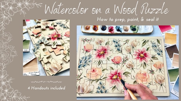 Watercolor on a Wood Puzzle: How to prep, paint, and seal it