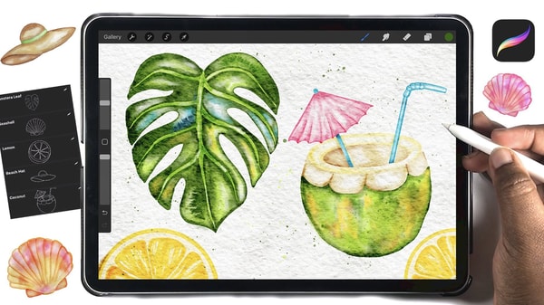 Quick & Easy Watercolor Tropical Illustrations in Procreate Vol. 2
