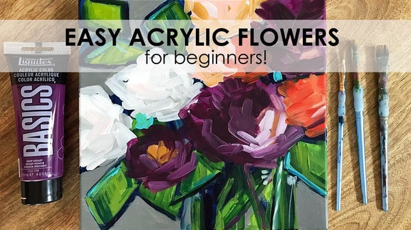 Easy Acrylic Painting: How to Paint Flowers with Acrylics on Canvas Tutorial for Beginners