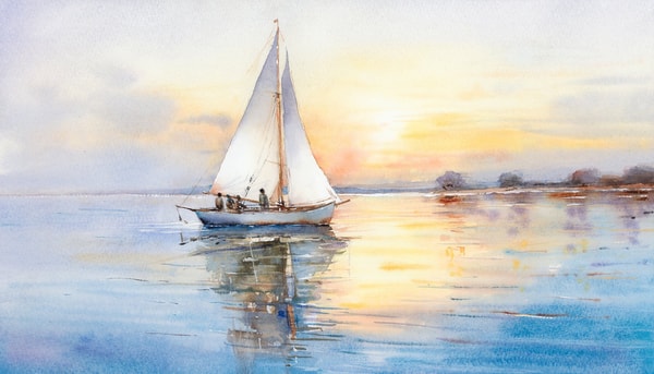 Painting a Sailboat in Watercolour: Capturing Glow, Reflections and Calm