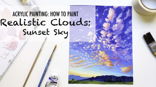 Acrylic Painting: How to Paint Realistic Clouds: Sunset Sky Painting