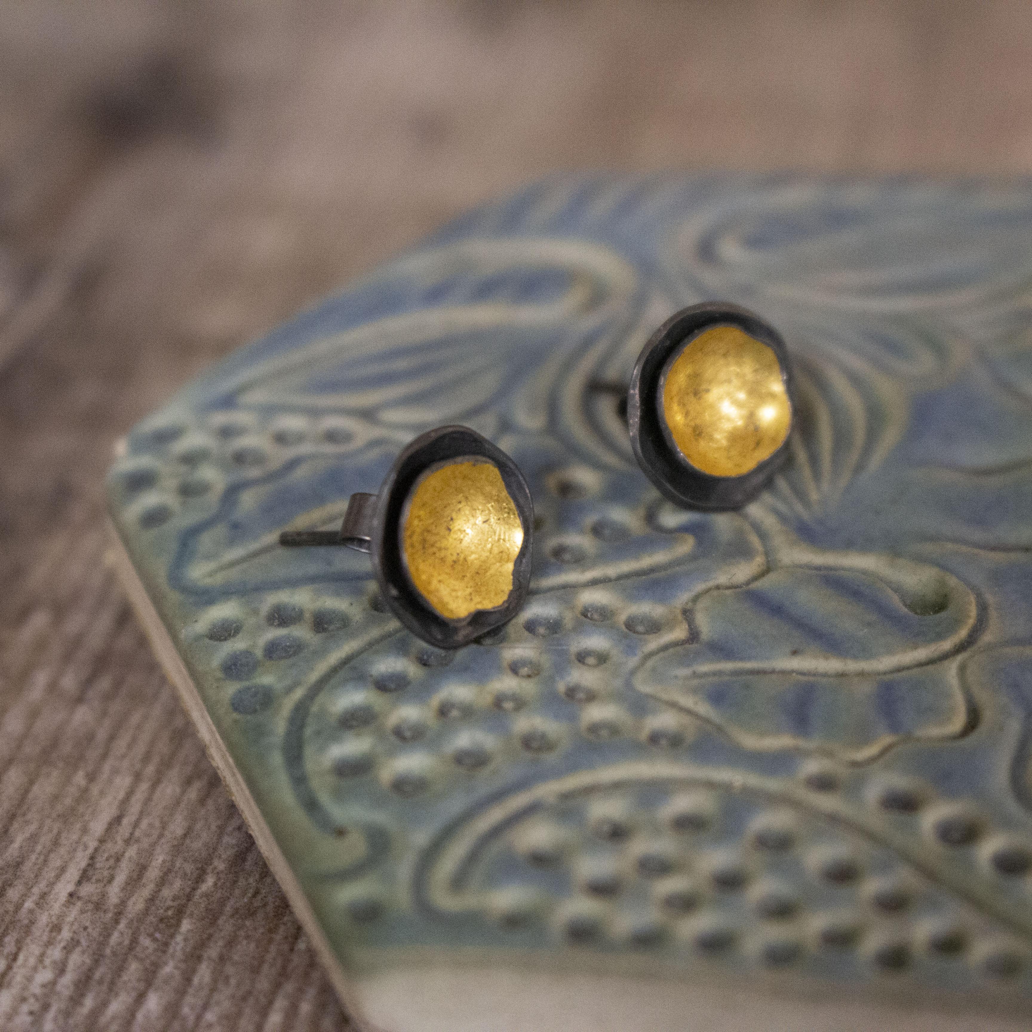 The Art of Keum Boo - Layered Gold Flower Earrings, Joanne Tinley