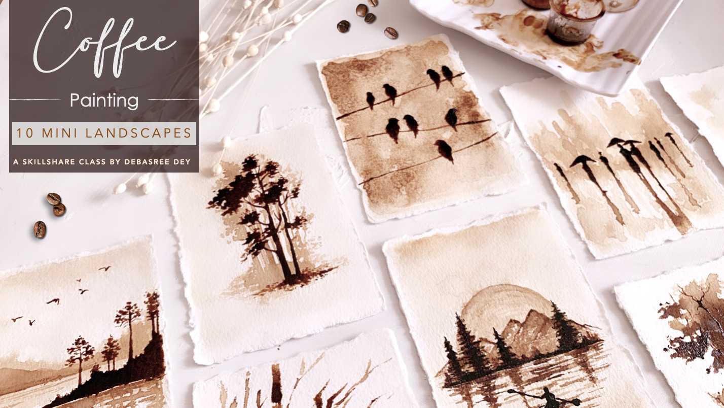 Easy Coffee Painting For Beginners 10 Mini Landscapes Debasree Dey