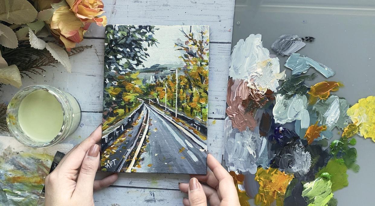 Acrylic Fall Landscape Painting Using A Reference Photo Alifya