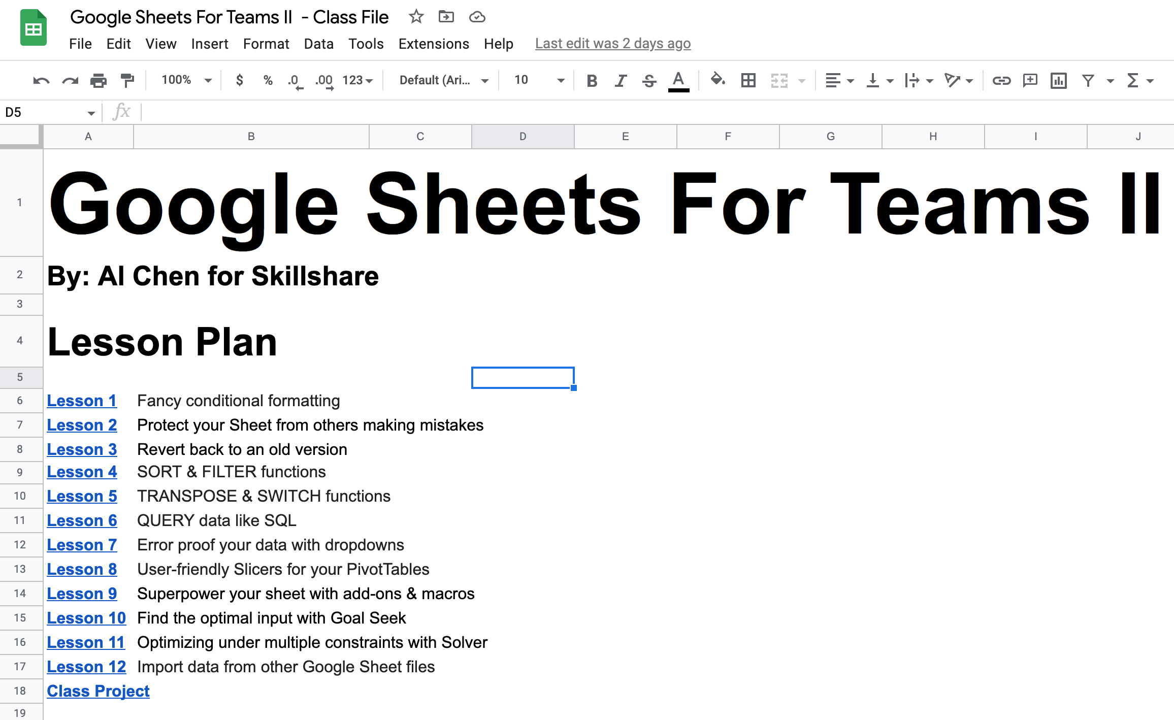 Google Sheets For Teams II Advanced Features & Formulas For Teams Al