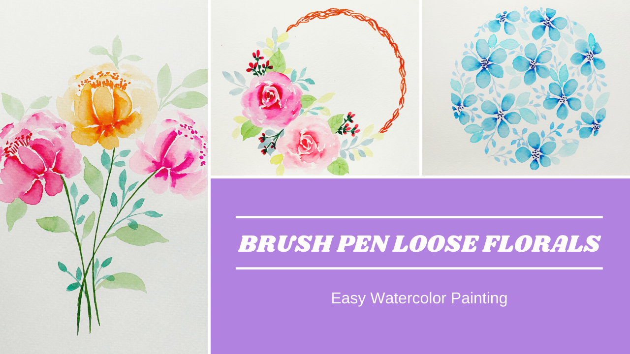 Easy Watercolor Painting for Beginners + Brush Pen Calligraphy