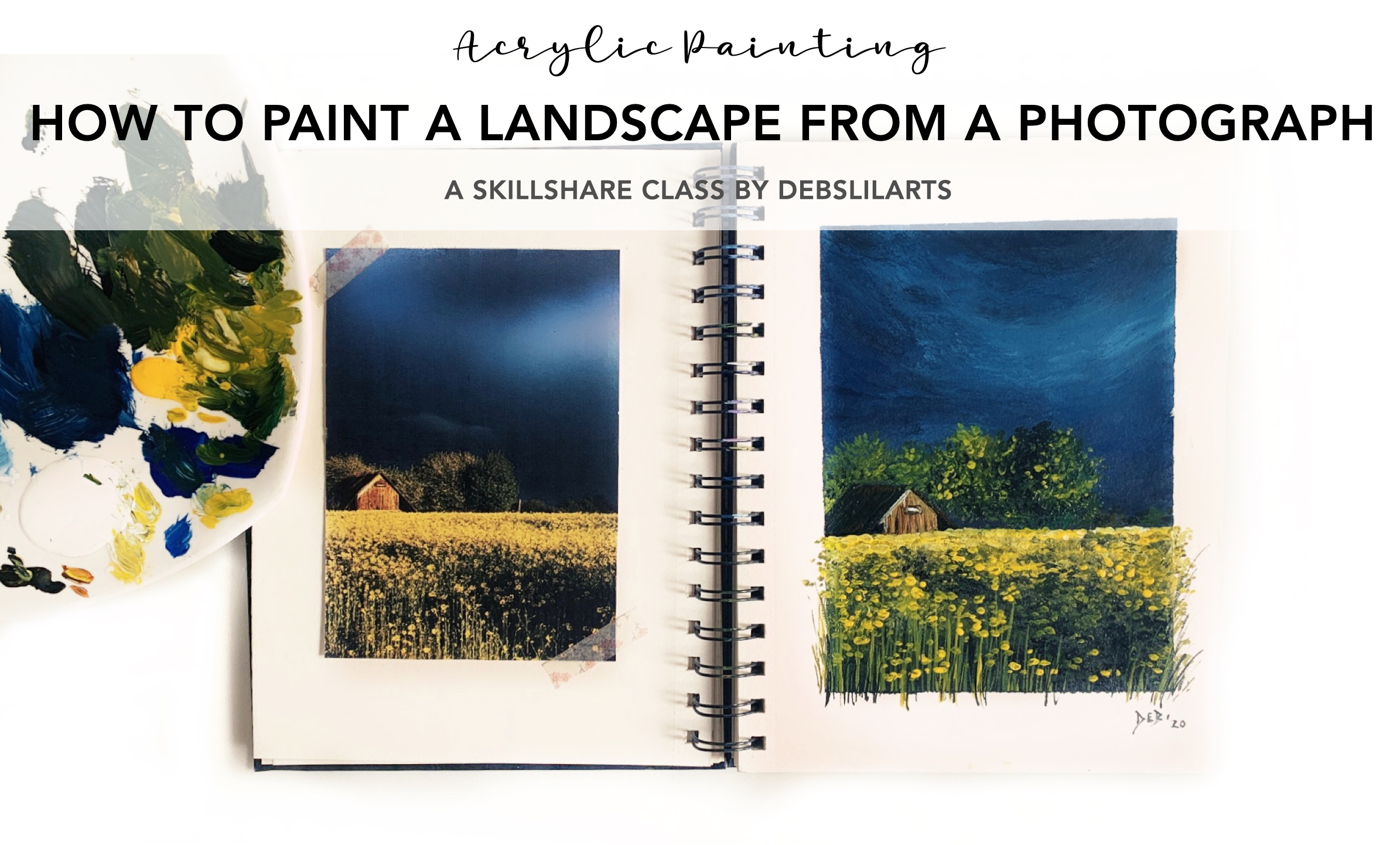 Landscape painting in Sketchbook - Step by step Guidance - Debasree Dey Art