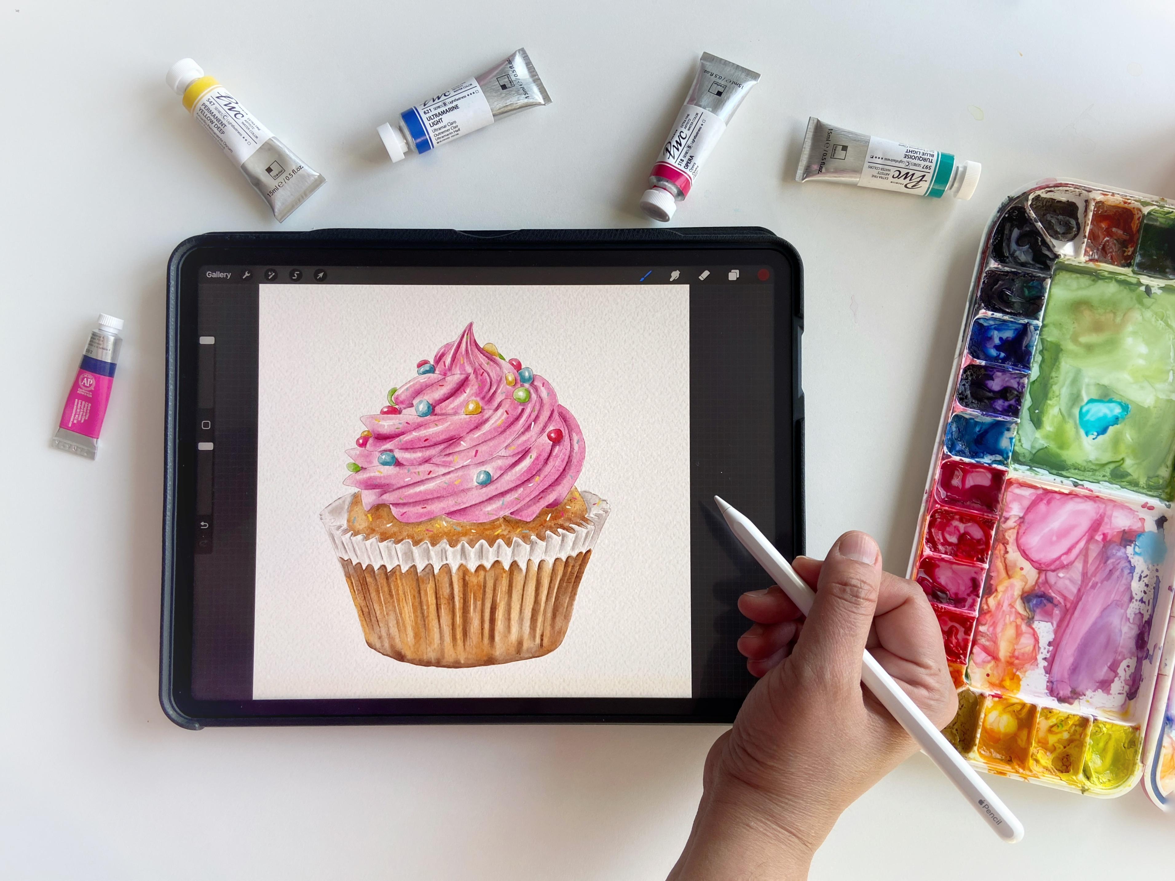 کاپ کیک آبرنگ Procreate