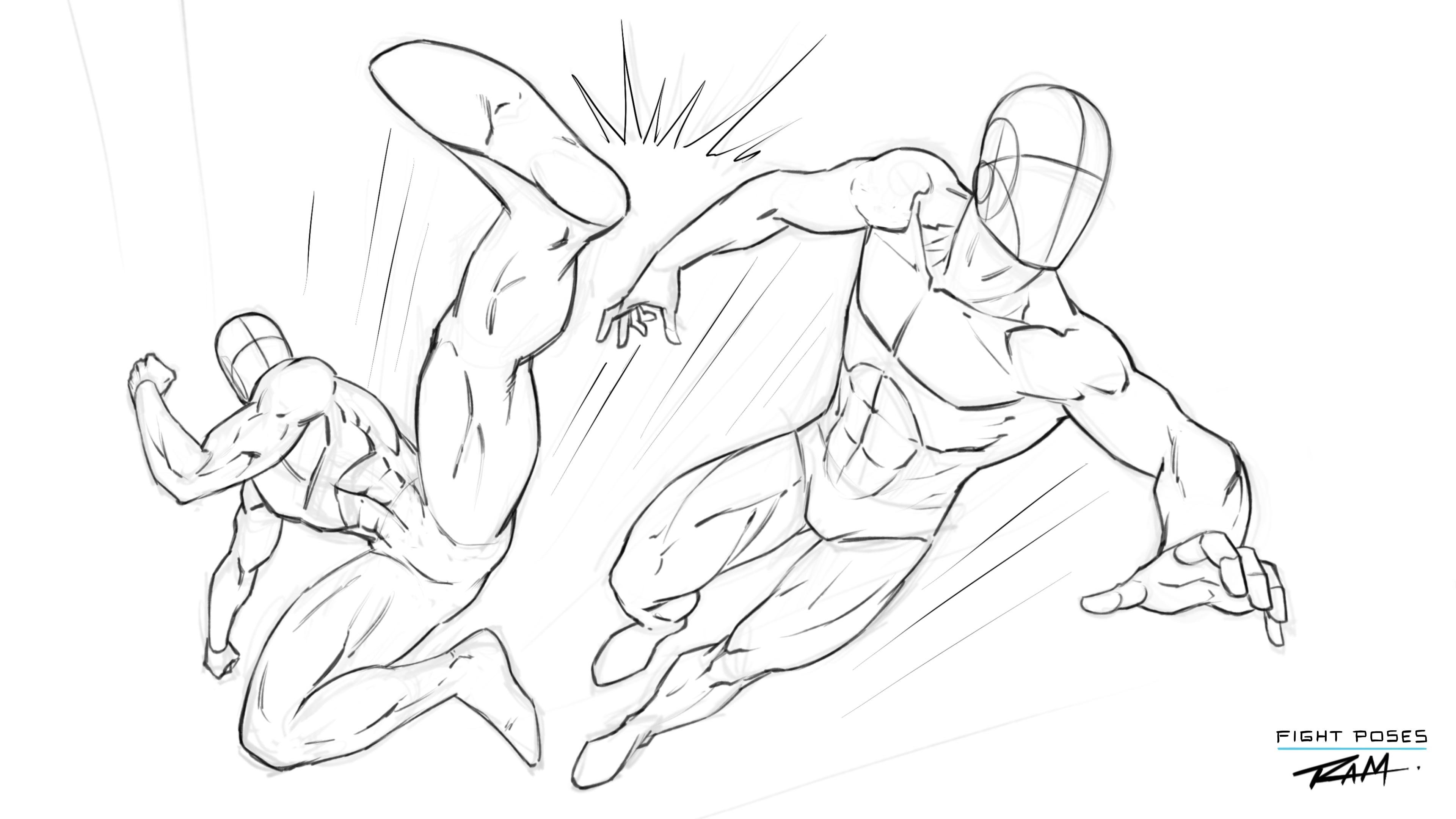 Trying to draw fight pose. What do you think about it (specially about arms  and legs)? : r/learntodraw