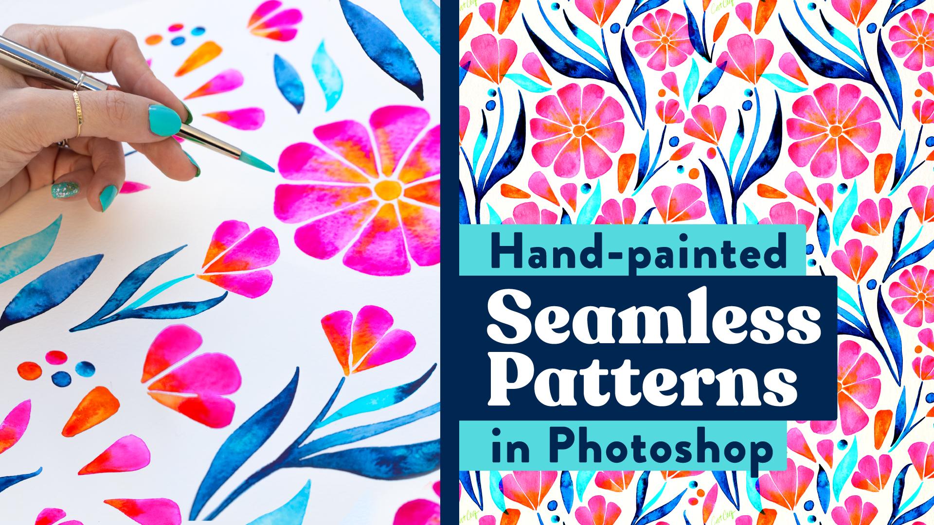 Watercolor a Seamless Pattern: Surface Design in Adobe Photoshop for  Print-On-Demand, Cat Coquillette