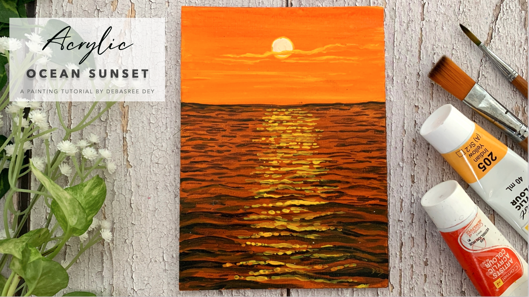 Acrylic Painting: How To Paint Ocean Sunset, Debasree Dey