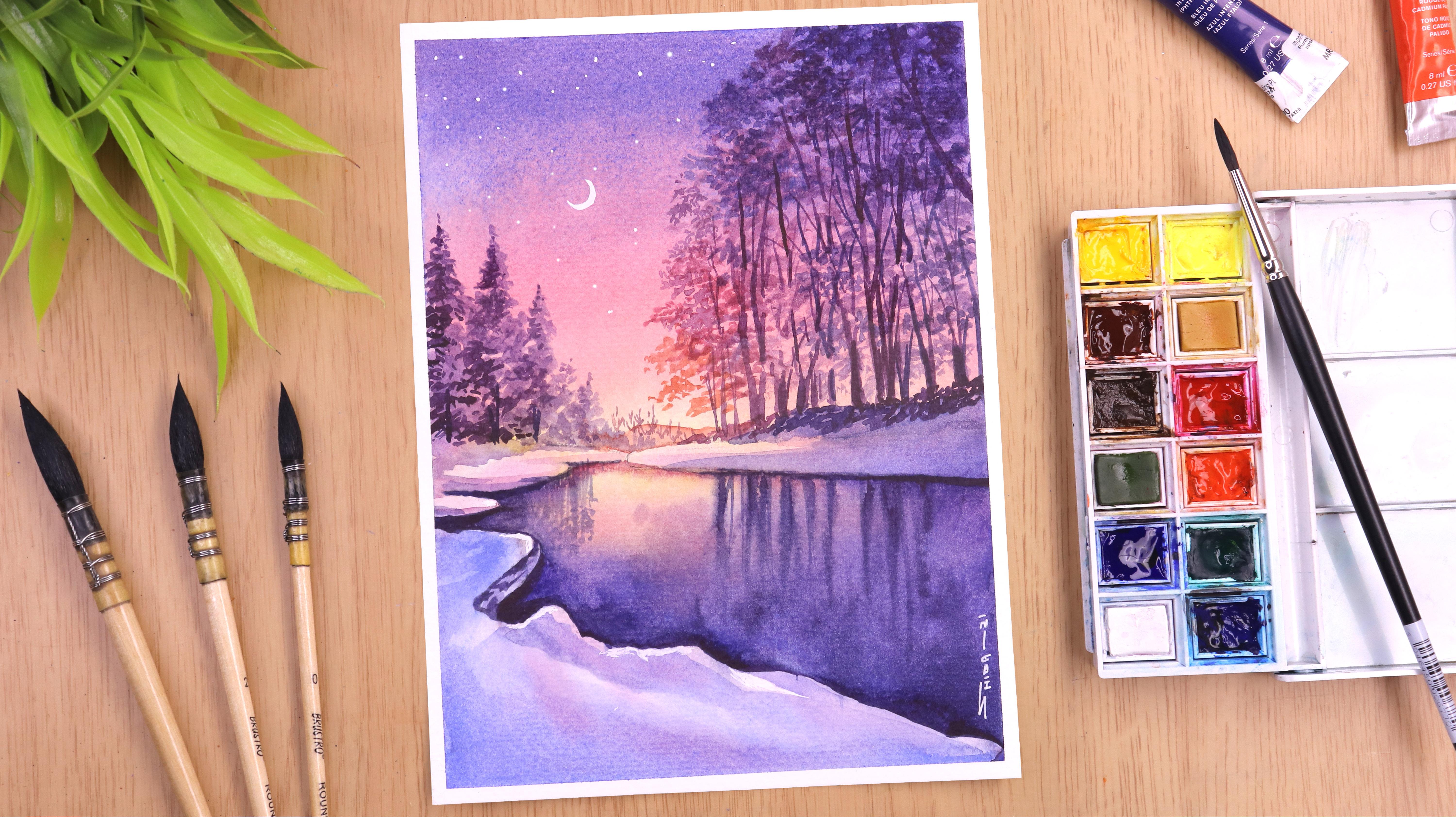 How to draw a Beautiful Scenery with OilPastel colors | Step by step drawing  tutorial | oil pastel, video recording, bird, tutorial | #pencildrawing  #howtodraw #pencilsketch #oilpastel # Materials used : 1.