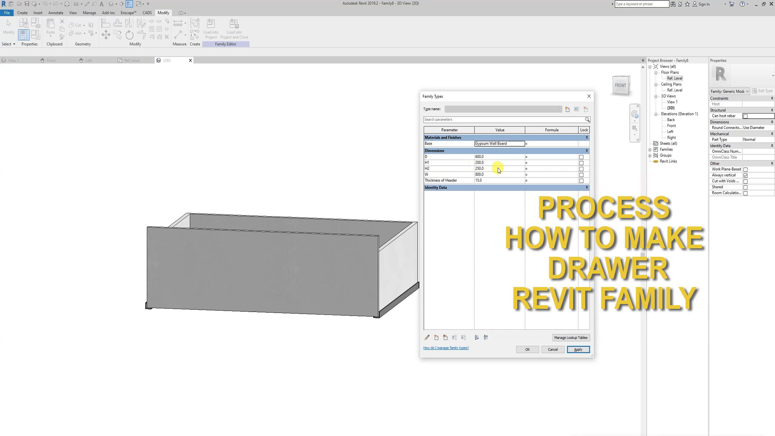 Create full parametric wardrobe in Revit Family from scrath