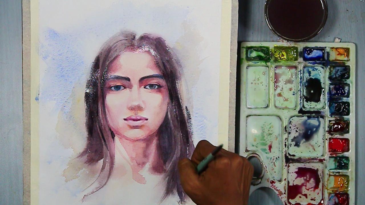 Watercolor Facial Skin Tone Layering How to Paint A Girl Face, Skin tones, Hair step by step