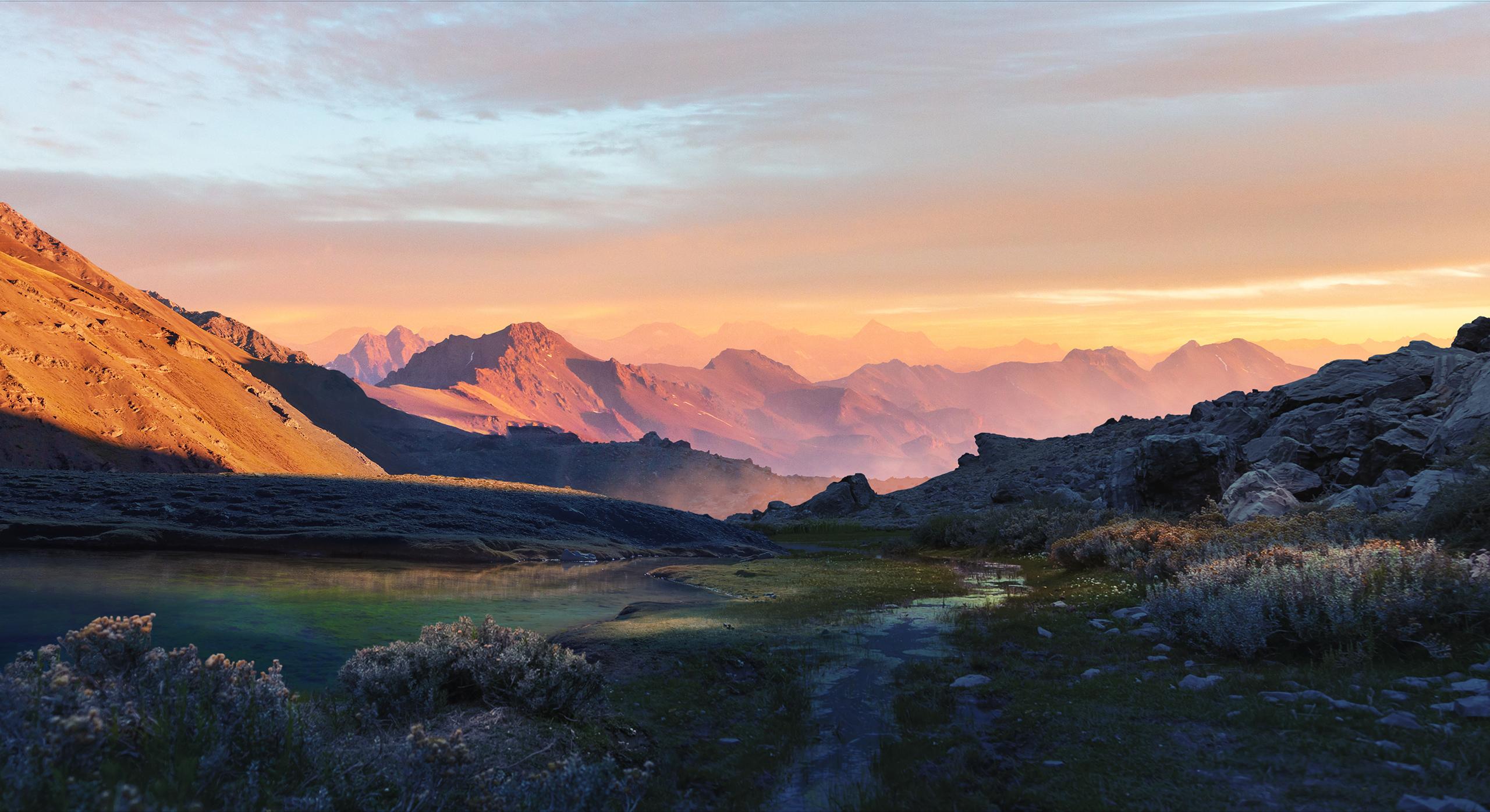 نمونه نقاشی مات منظره پایه