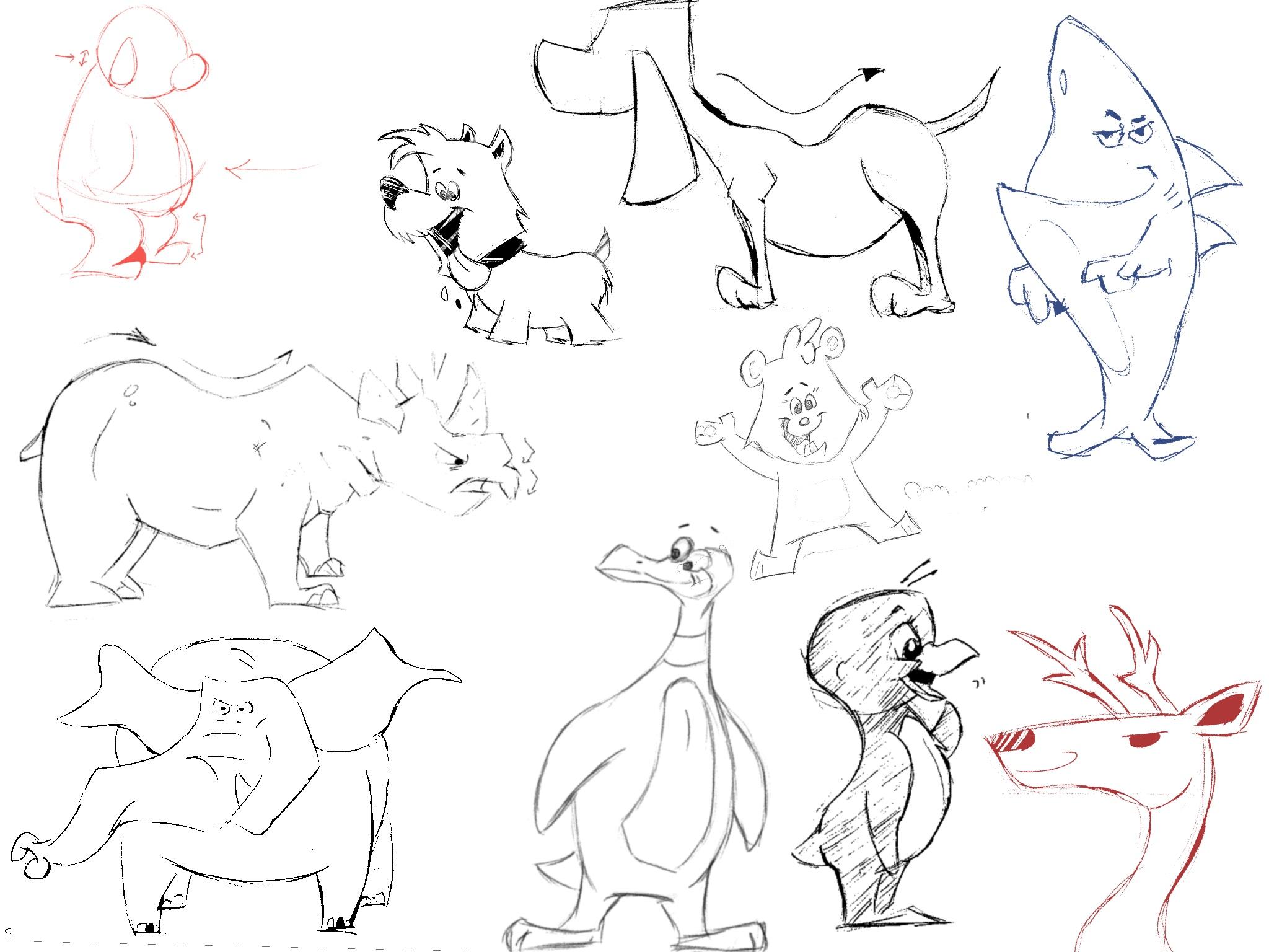 cartoon animals to draw