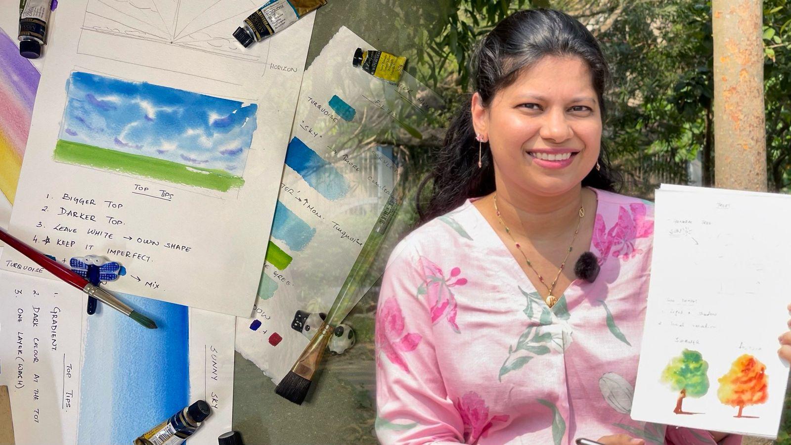 نقاشی آبرنگ منظره