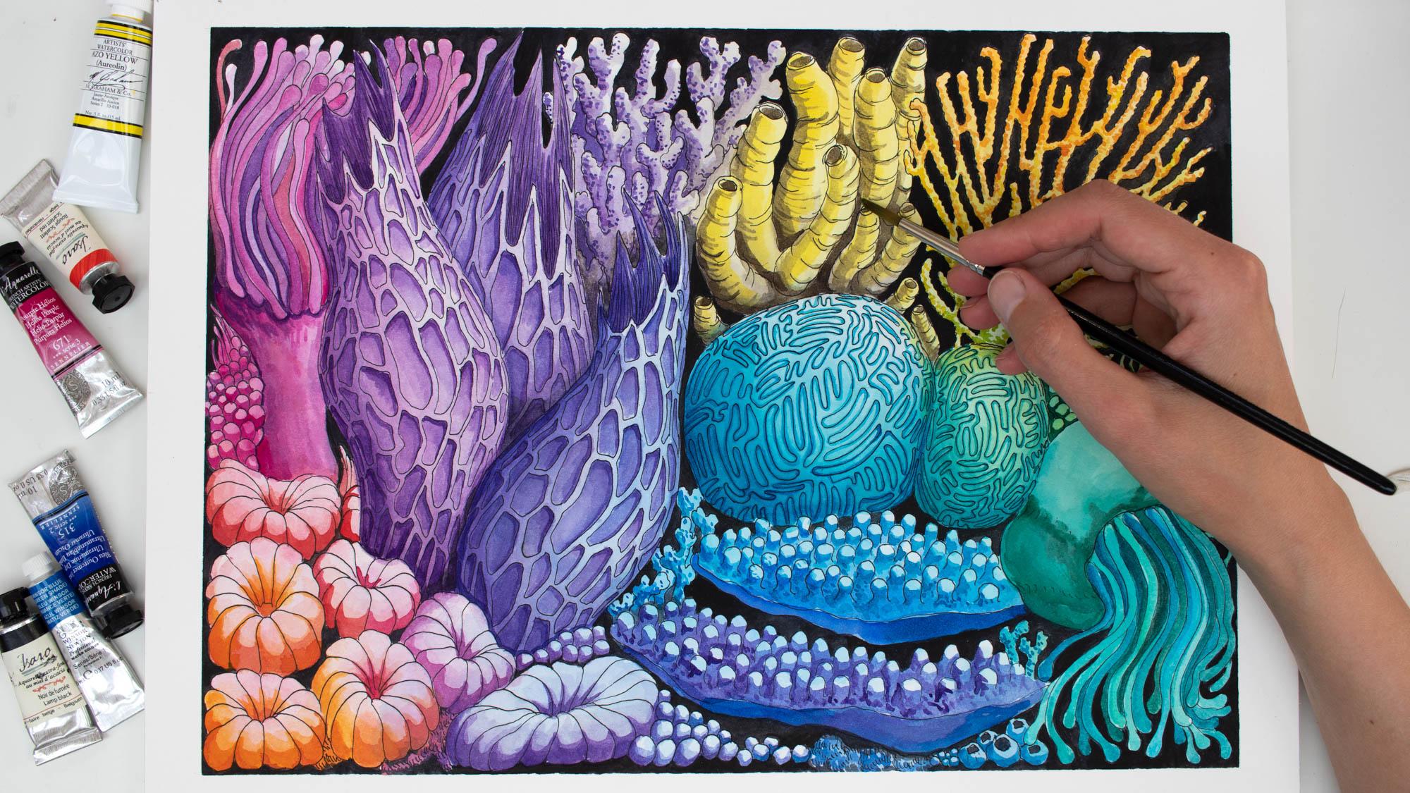 coral reef painting easy