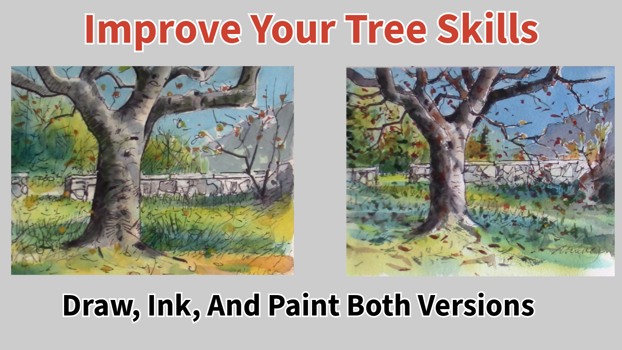 طراحی درخت با آبرنگ