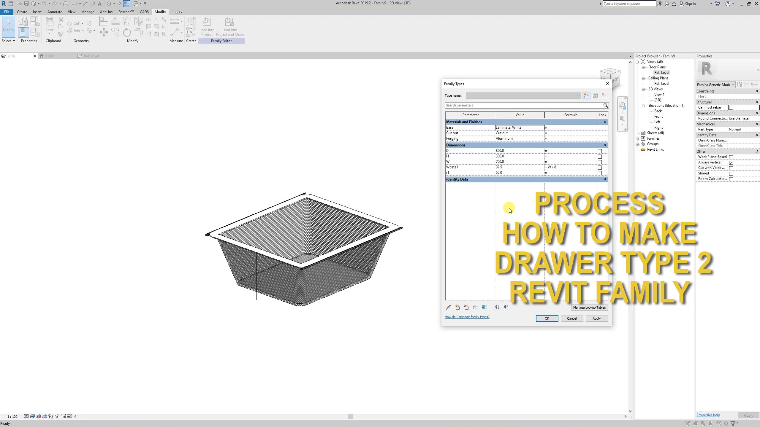 Create full parametric wardrobe in Revit Family from scrath
