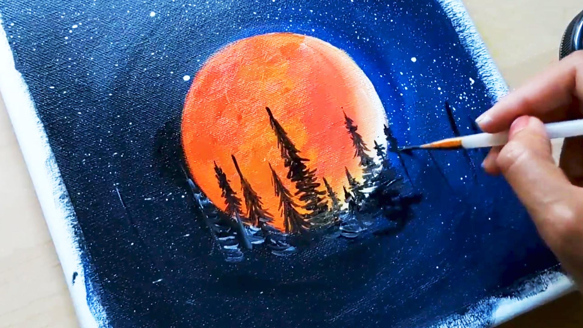 Acrylic Painting Learn How To Paint Blood Moon Let s Tute Make It 