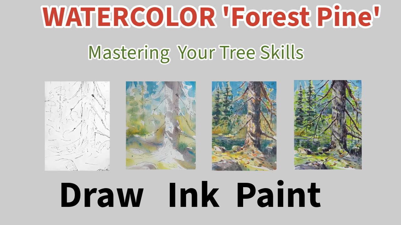 درخت افرا با آبرنگ