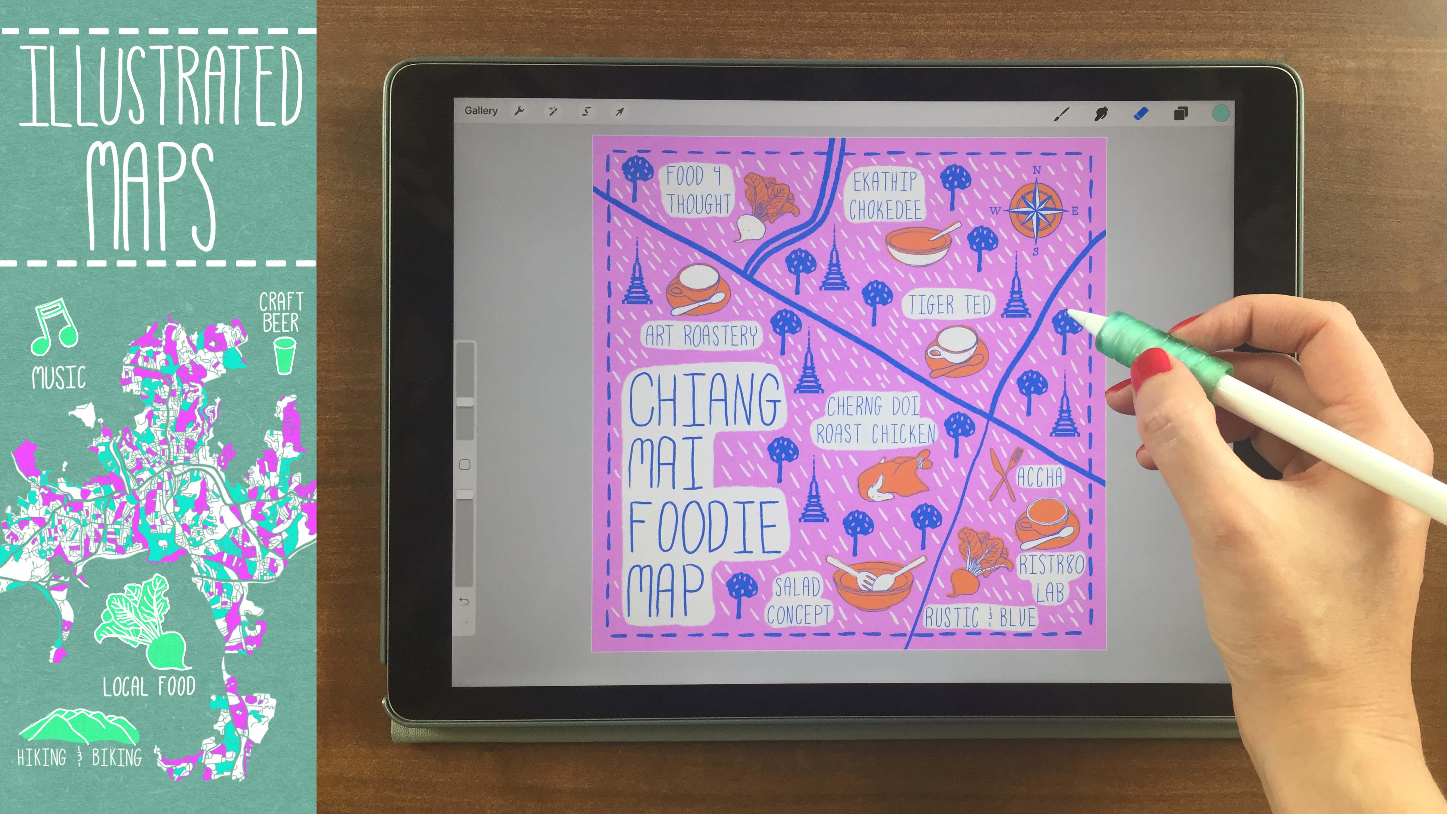 Illustrated Maps on Your iPad in Procreate + 18 FREE Stamps and Brushes