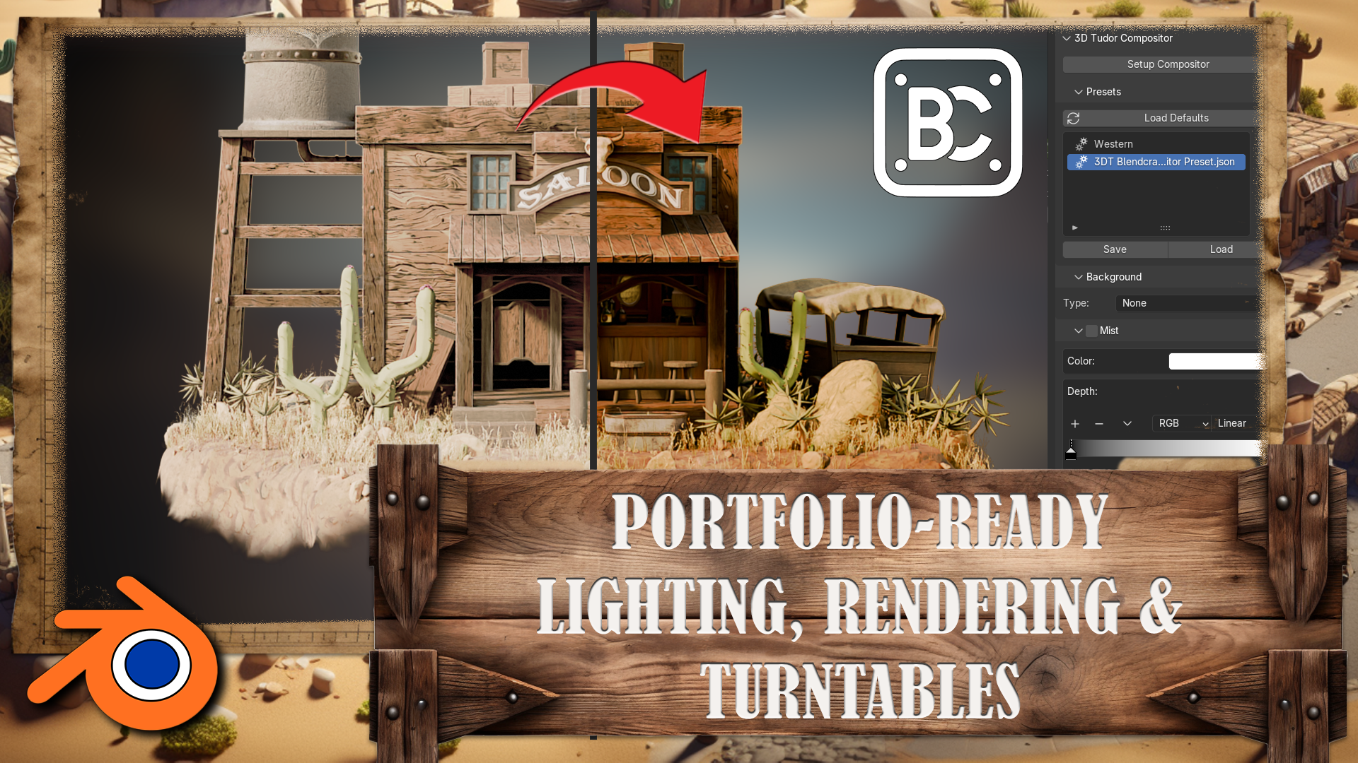 رندر نهایی صحنه وسترن