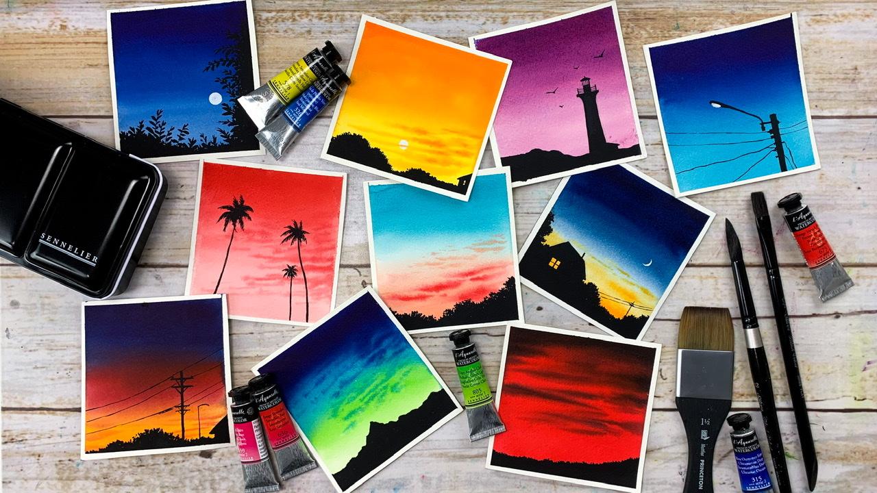 30 Day Watercolor Challenge : Learn to Paint 30 Bold and Beautiful Skies, Zaneena Nabeel