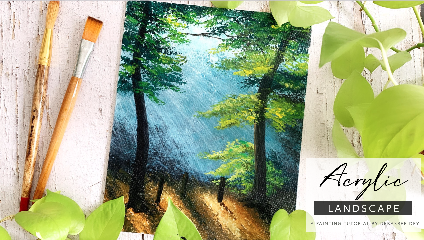 Simple BEGINNERS Woodland SUNBEAMS Watercolour Landscape, watercolor sun  rays painting tutorial demo 