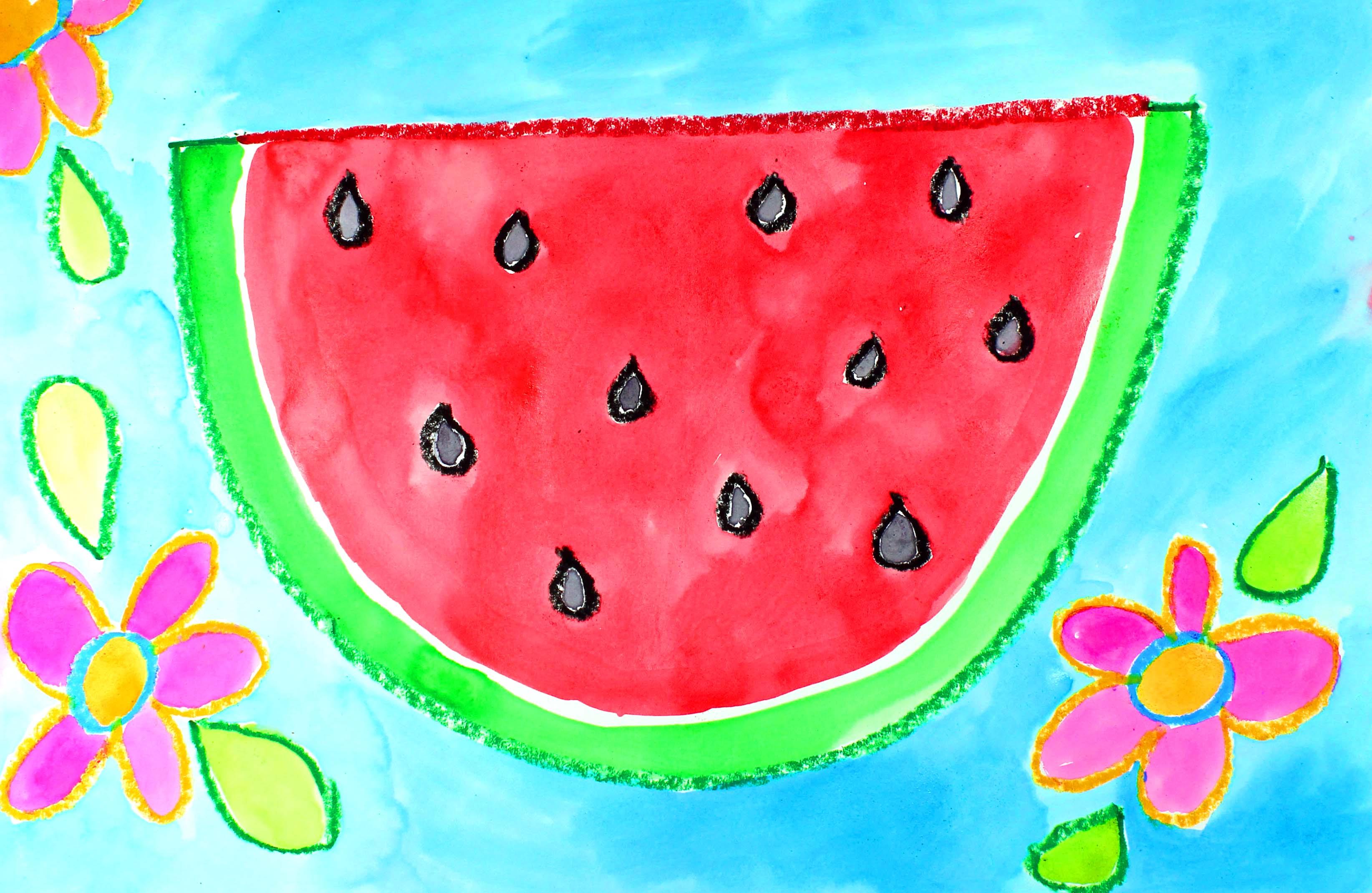 Art for Kids: How to Draw and Watercolor Paint a Tropical Watermelon Design, Em Winn