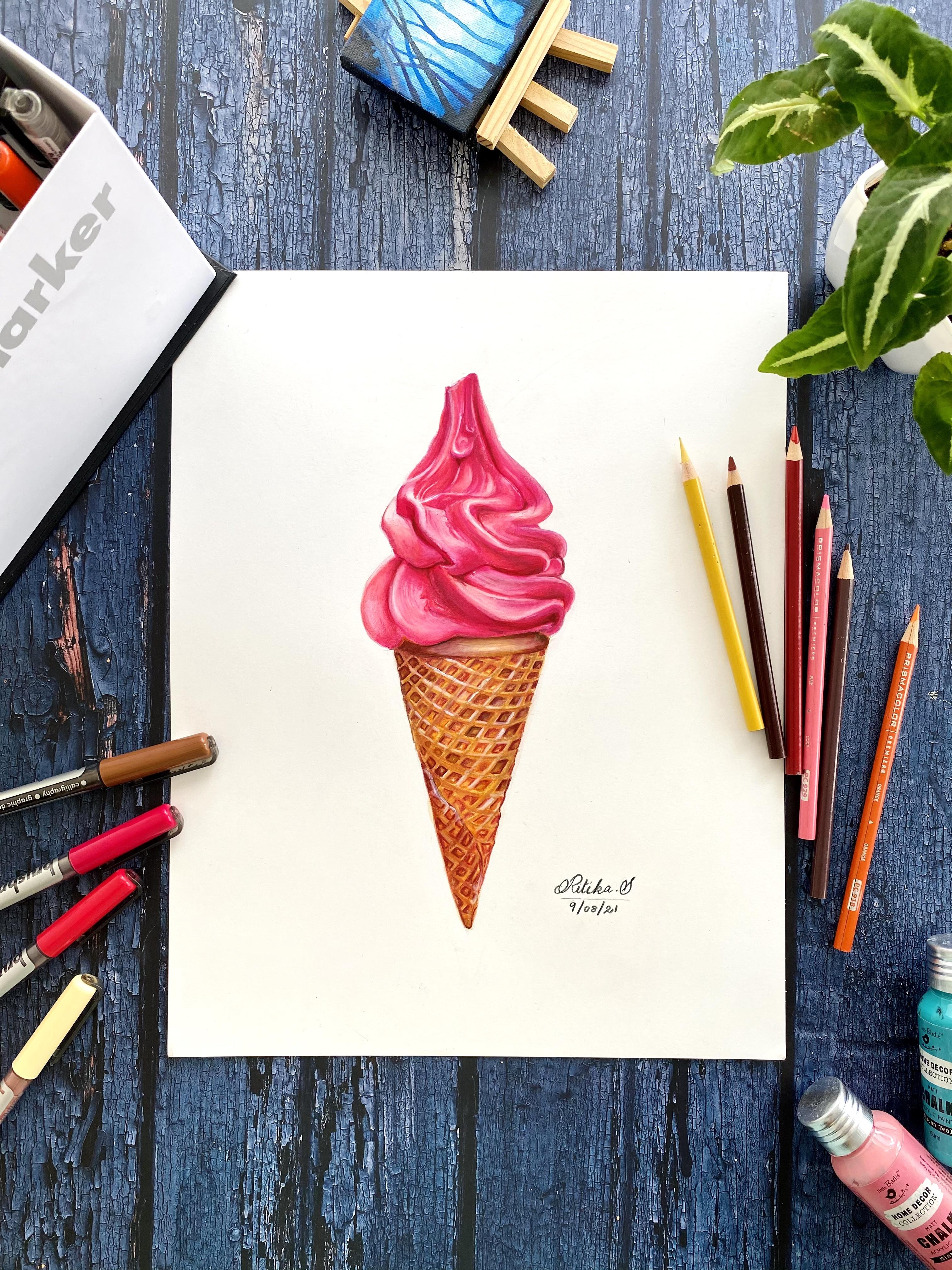 Coloring Page Ice Cream Cone Color Stock Vector (Royalty Free) 510876892 |  Shutterstock