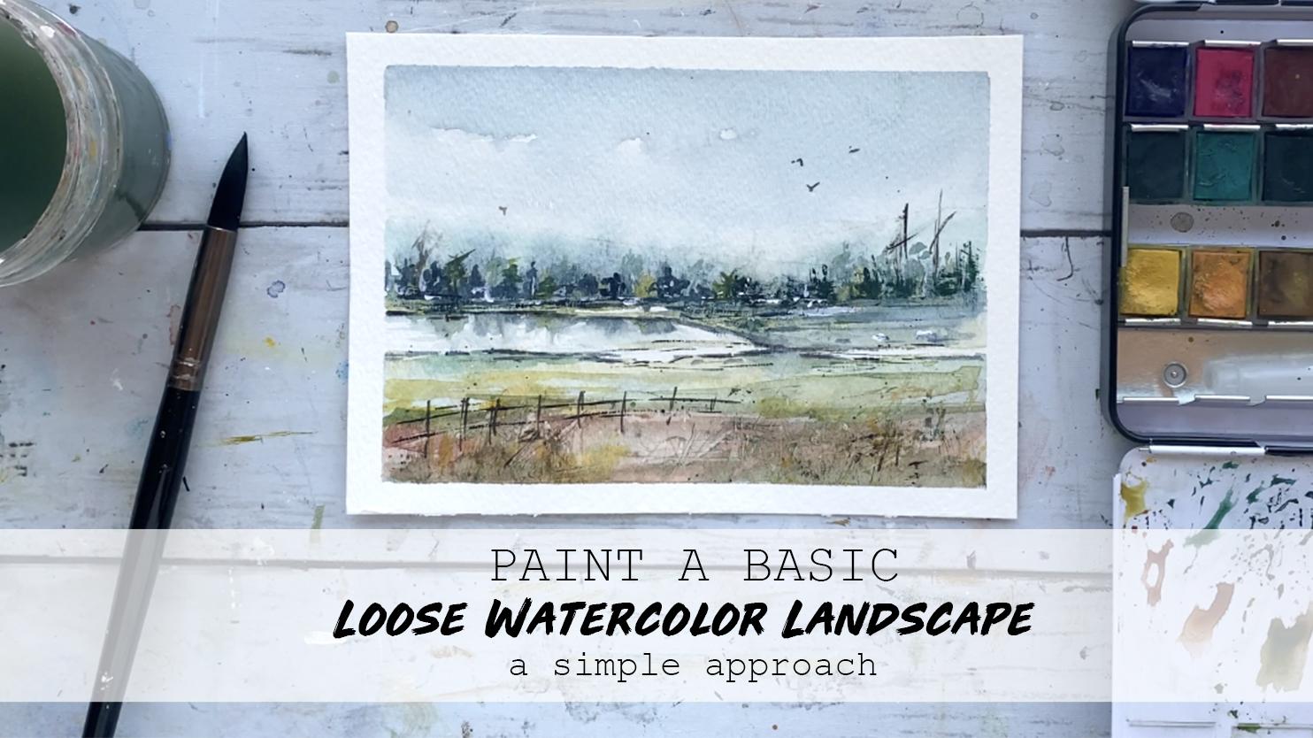 Masking Tape & Watercolor Trick - Loose Landscape 