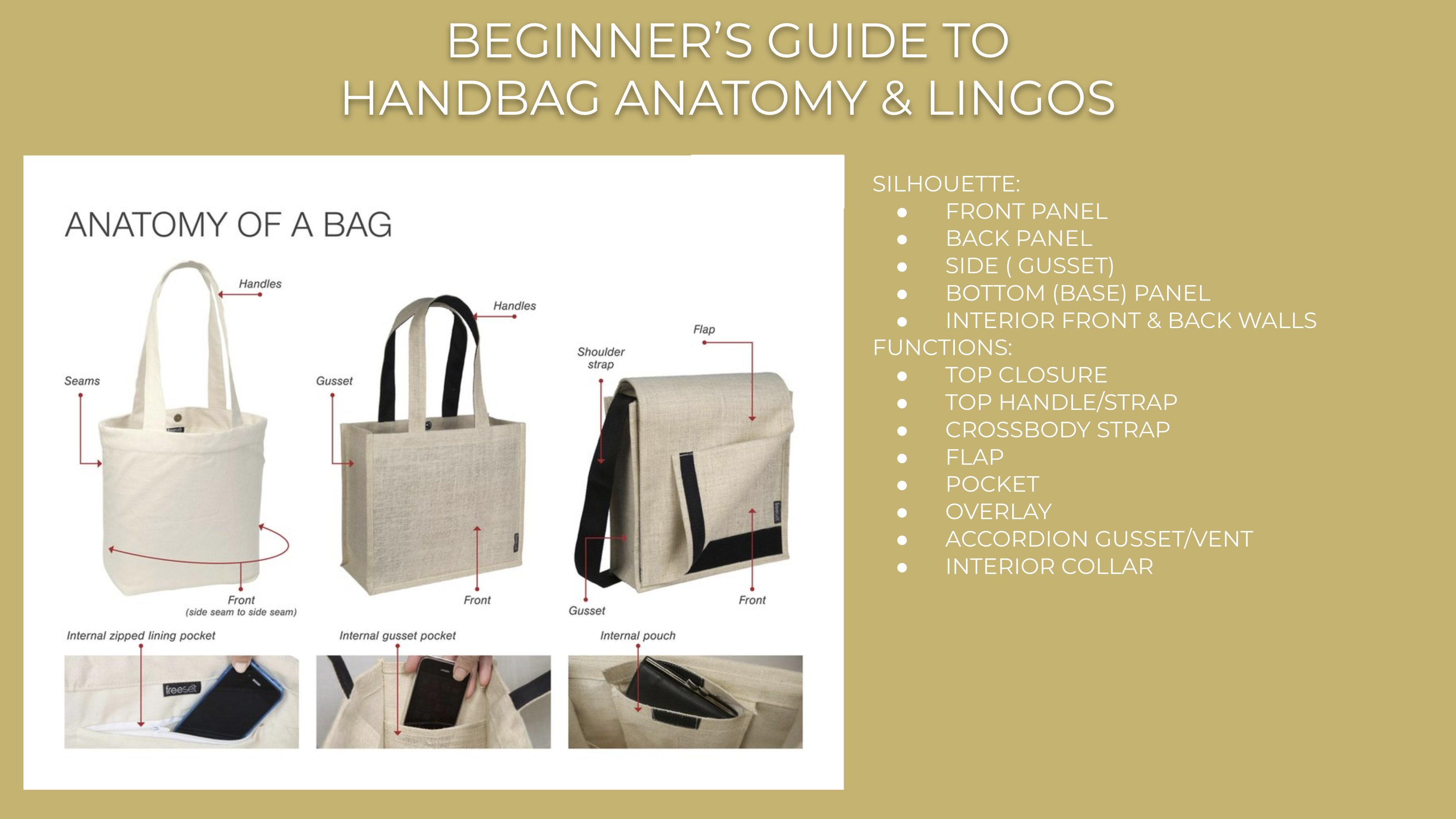 Beginner's Guide to Handbag Anatomy, Construction, How To Measure A Bag &  Interlining Material, Stella Chang