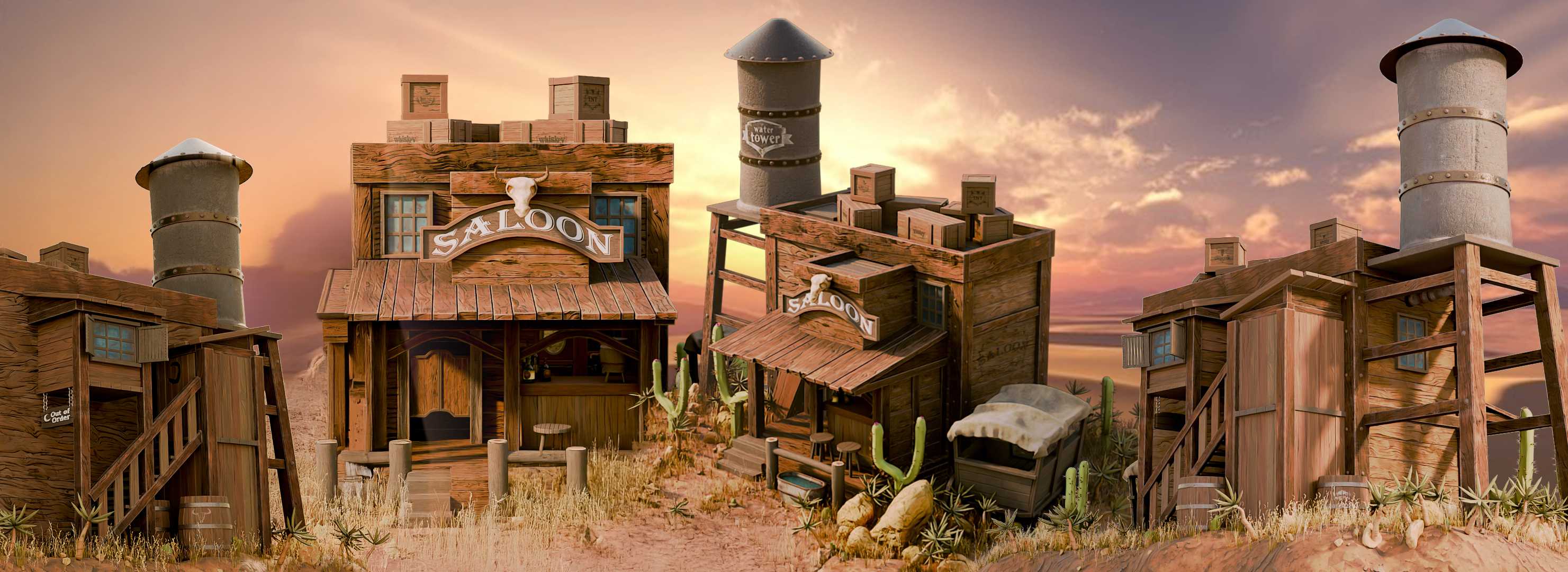 تصویر محیط وسترن در بلندر