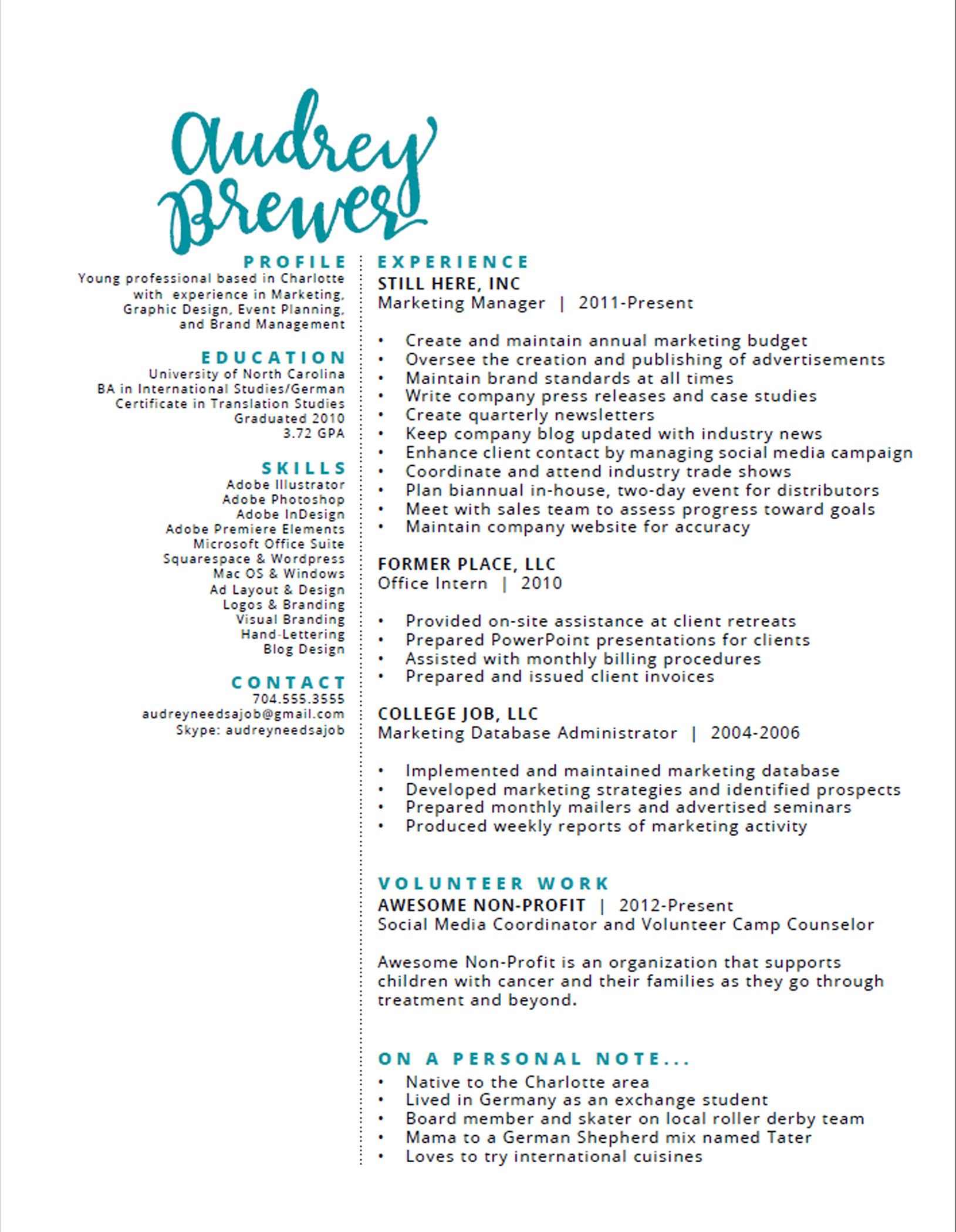 resume Things Needed On A Resume long overdue resume do over skillshare projects i love working in indesign and my certainly needed a makeover here is attempt one obviously ive changed few things for privacy reasons b