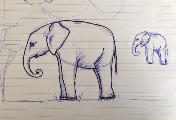 Elephant doodle from following along - student project