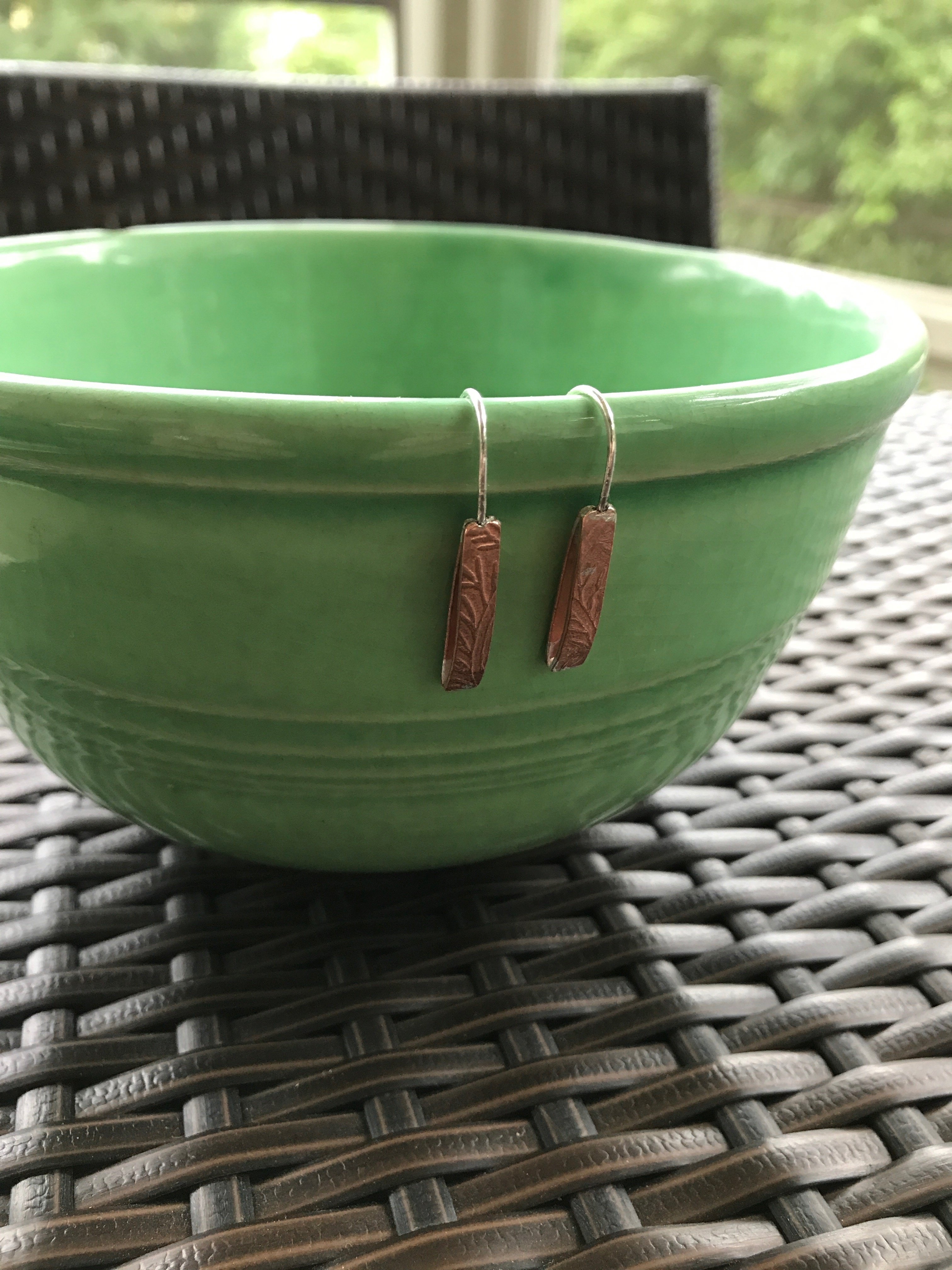 Embossed Leaf Drop Earrings - student project